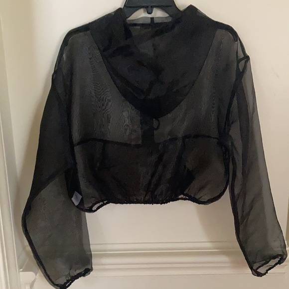 Like New!  Great looking  sheer, black hoodie top - Picture 2 of 10
